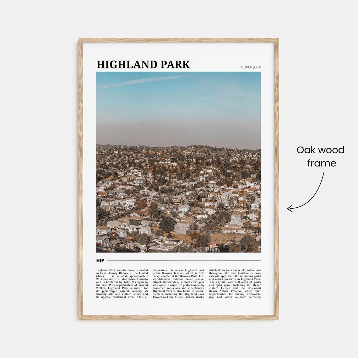 Highland Park Illinois USA Tree Lined Suburban Aerial View Poster - Image 3