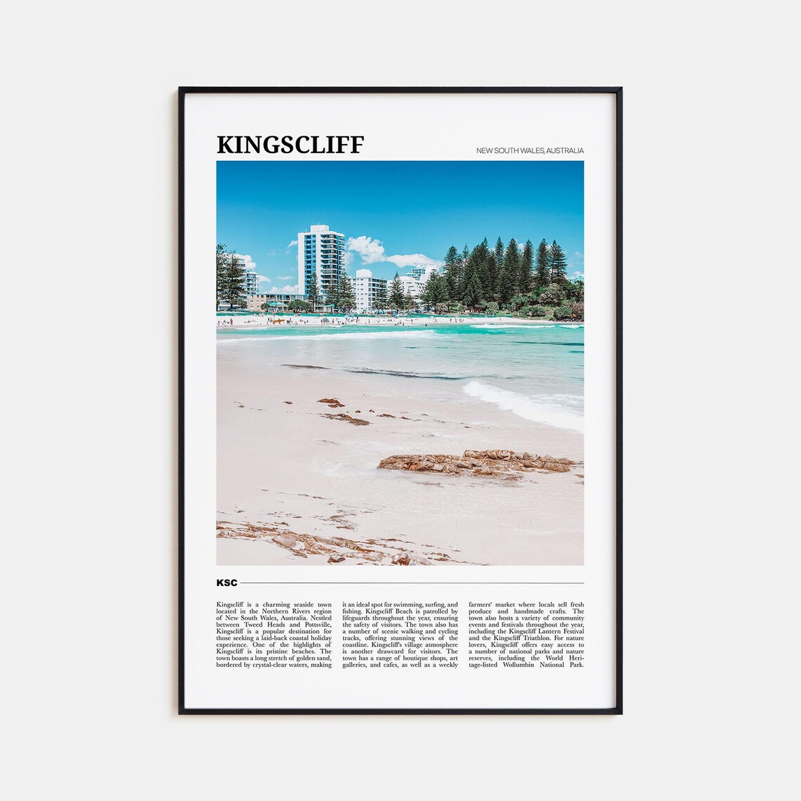 Kingscliff Australia Beach Shoreline Travel Photography Poster