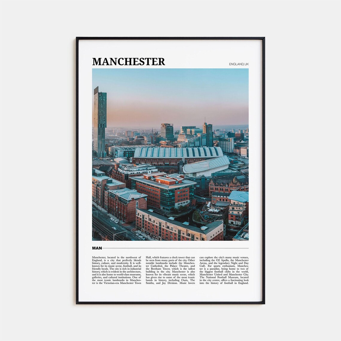 Manchester England UK Travel Poster