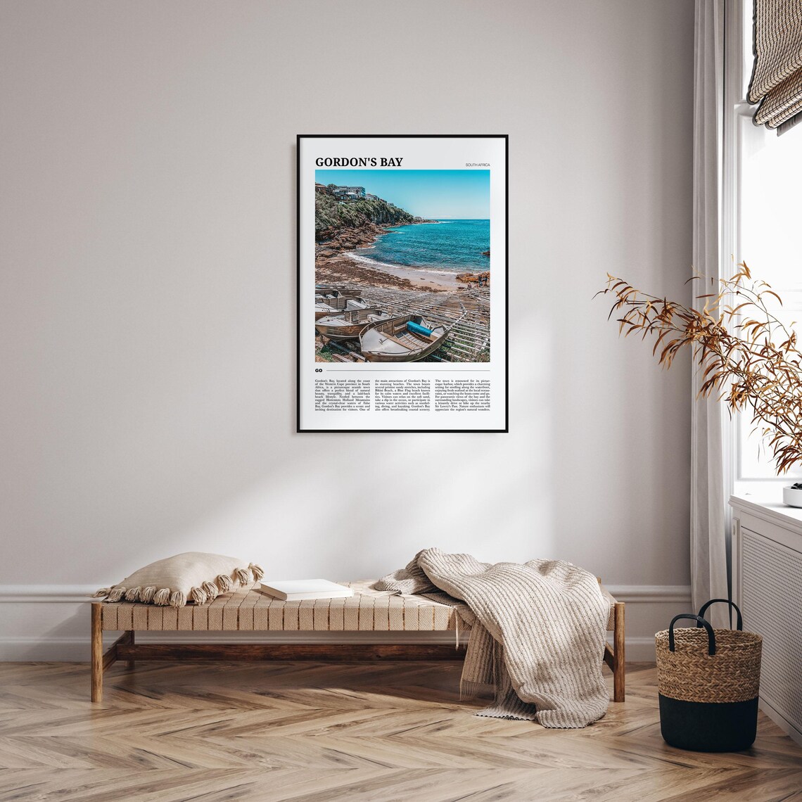 Gordon's Bay South Africa Rocky Coastal Beach and Boats Poster - Image 4