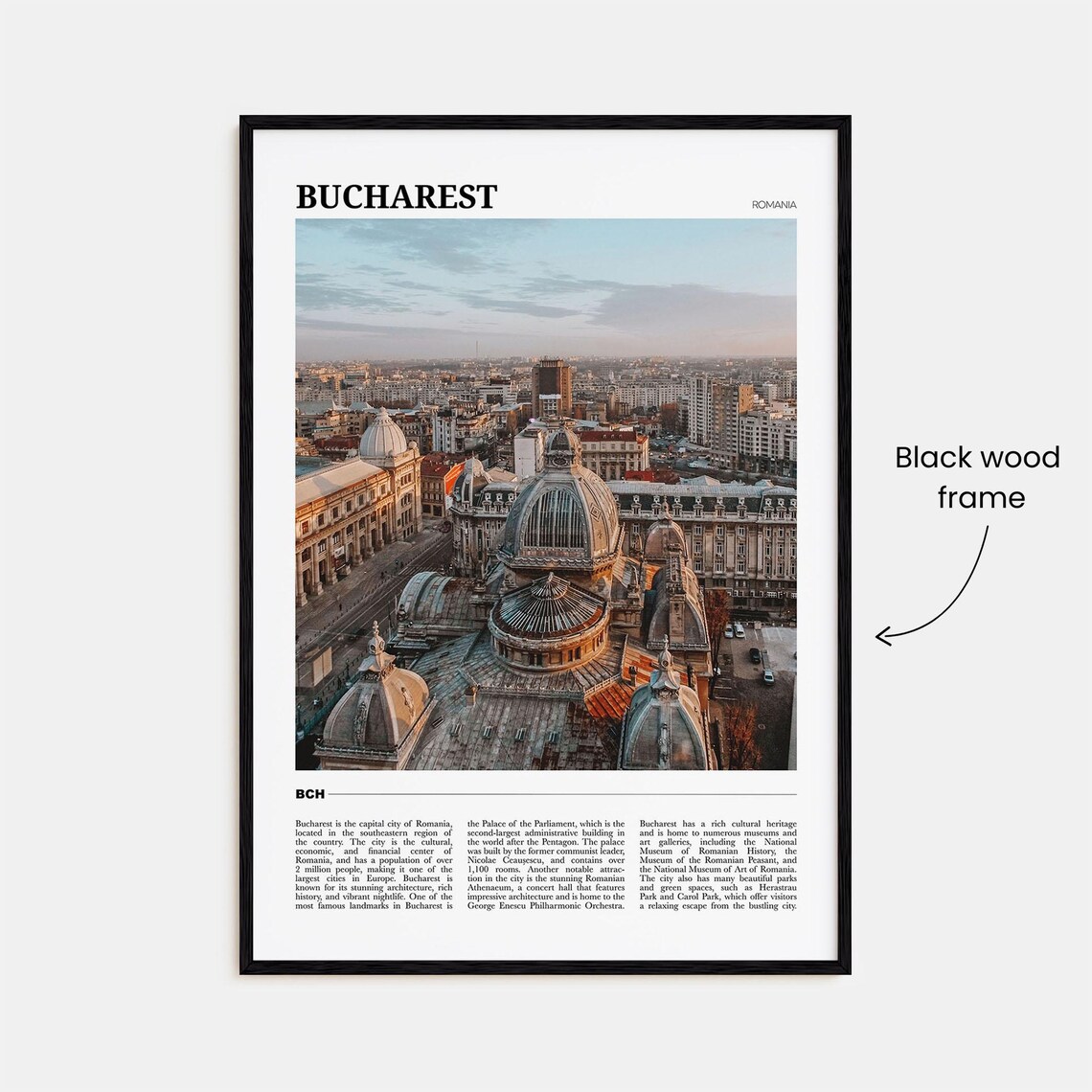 Bucharest Romania Aerial Old Town Domes Historic Skyline Poster - Image 2