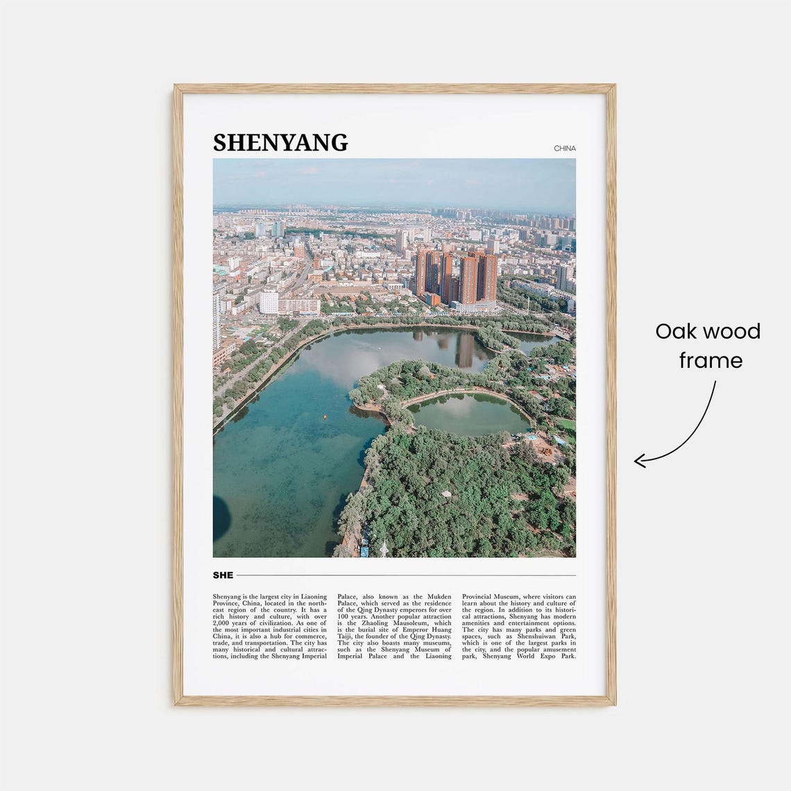 Shenyang China Aerial Cityscape Winding Lake Parkland View Poster - Image 3