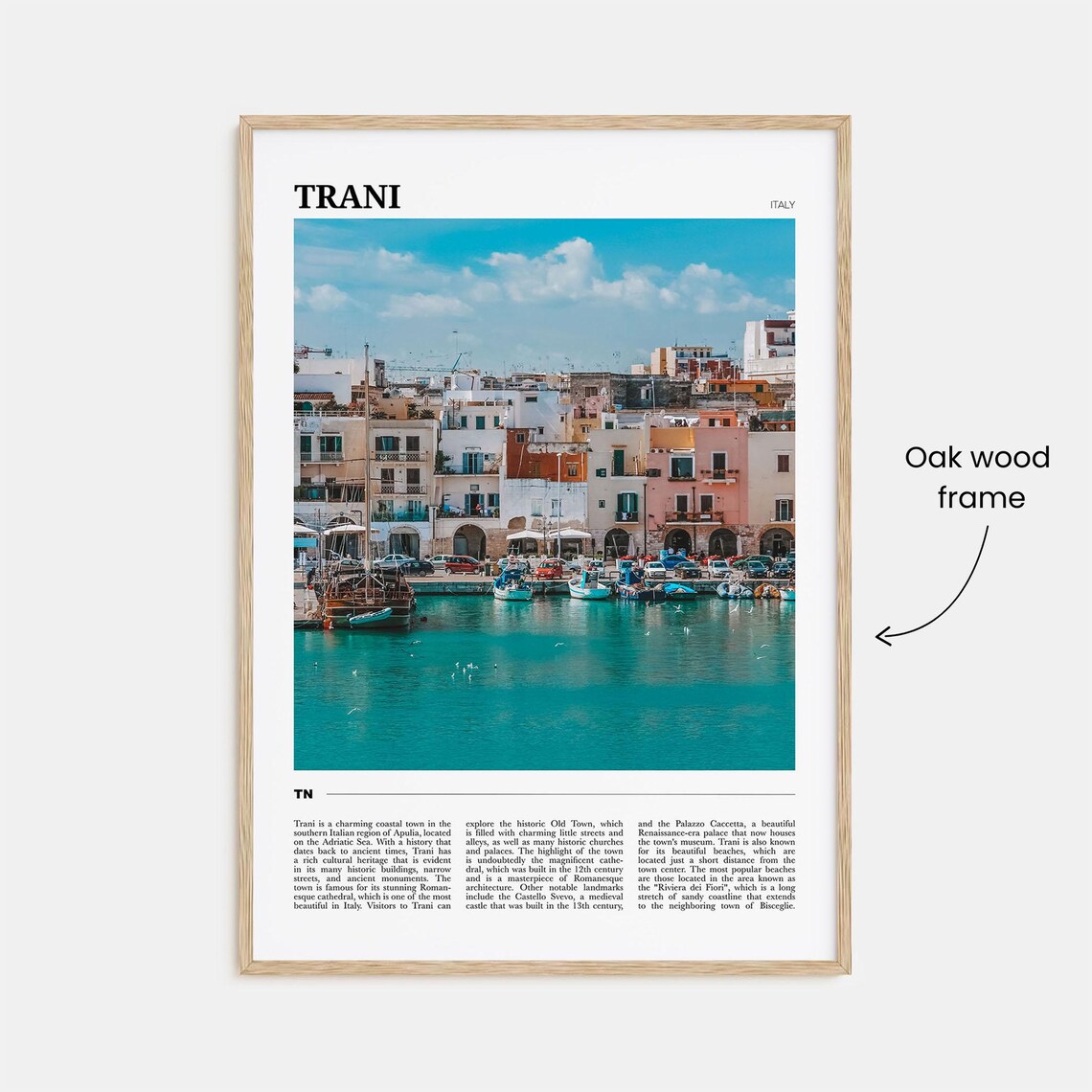 Trani Italy Adriatic Harbor Colorful Waterfront Boats Scenic Poster - Image 3