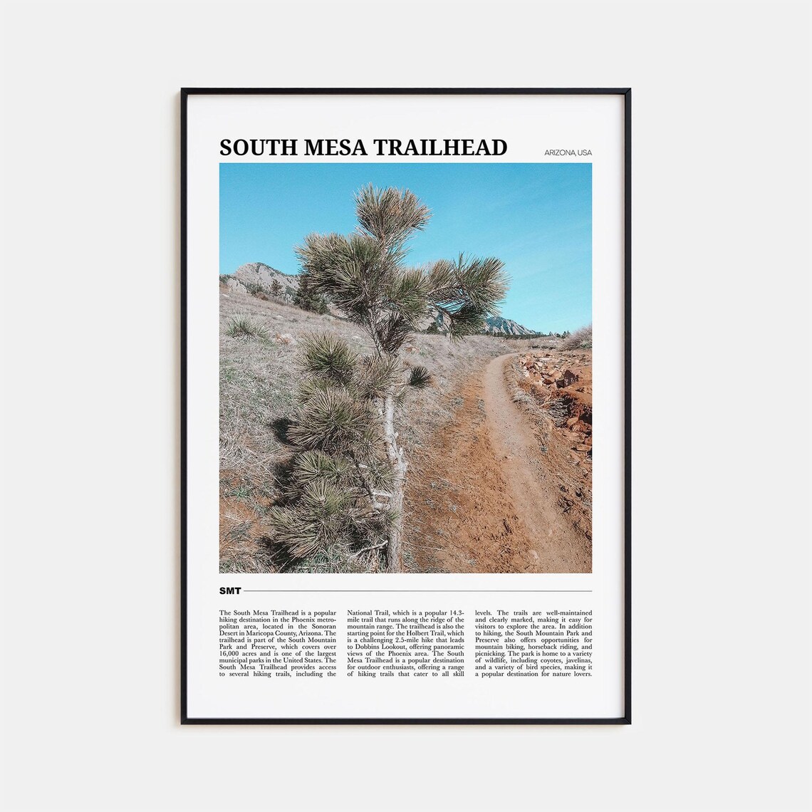 South Mesa Trailhead Arizona Sonoran Desert Hiking Trail Travel Poster