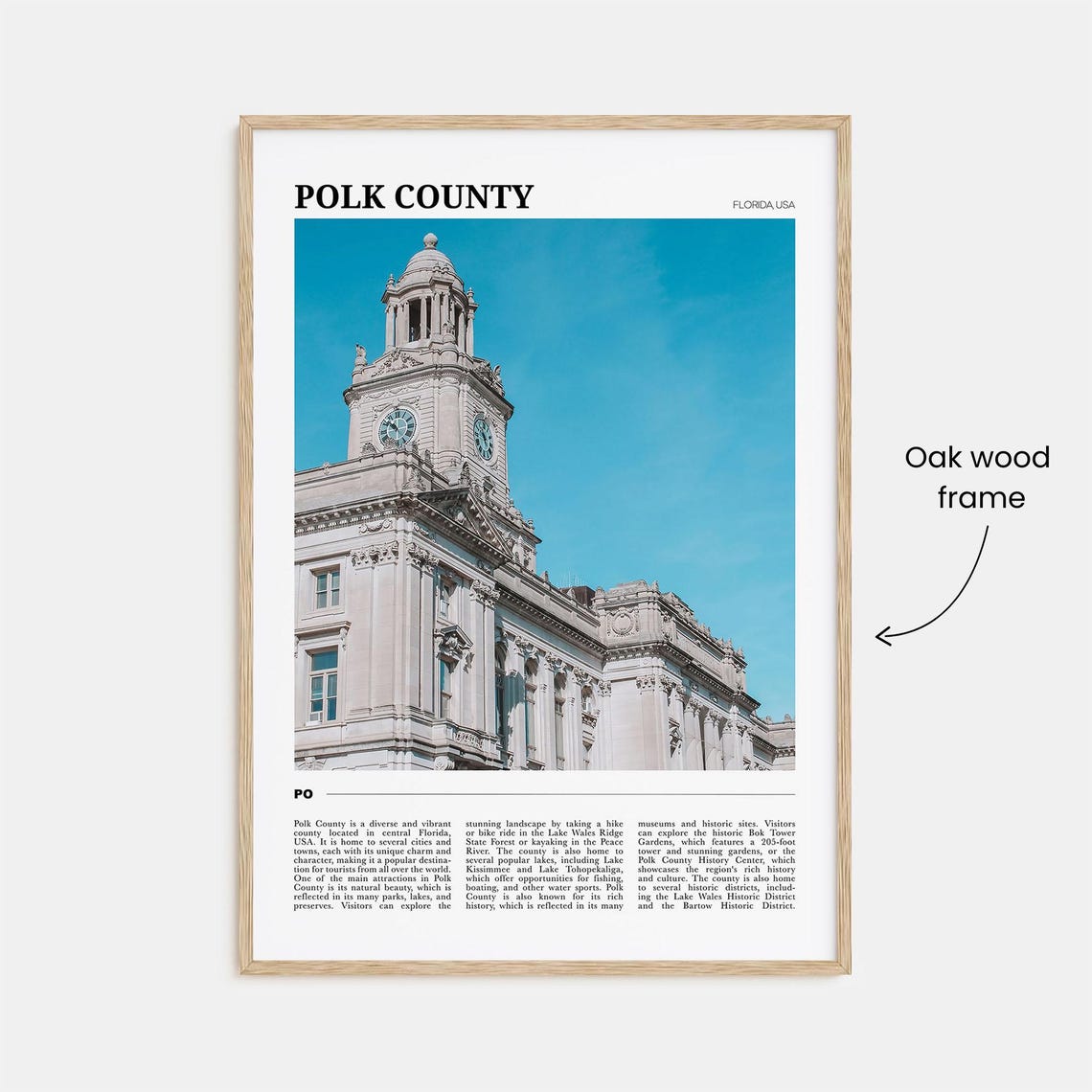 Polk County Florida USA Historic Courthouse Clock Tower Poster - Image 3