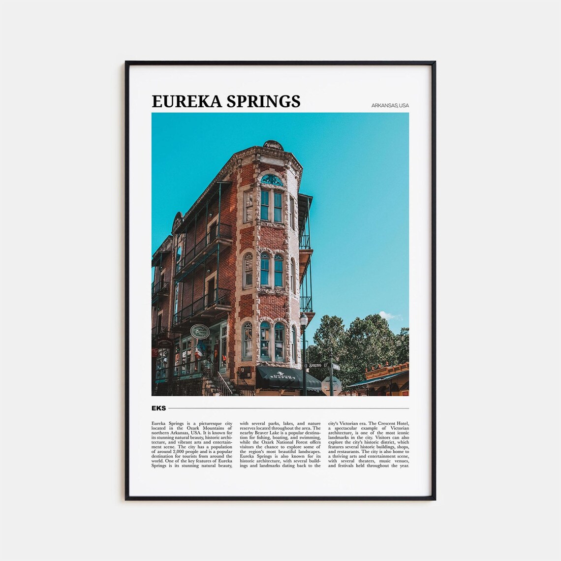 Eureka Springs Travel Poster, USA Wall Art Print