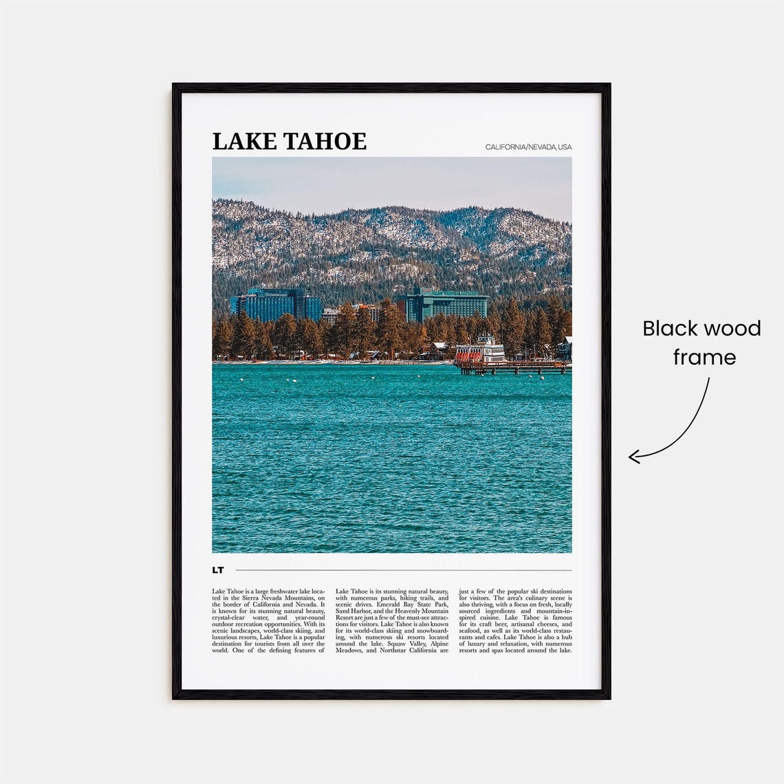 Lake Tahoe Travel Poster No 2 Lake Tahoe Wall Art Lake Tahoe Poster Print Lake Tahoe Photo Lake Tahoe Decor Californianevada Usa - Image 2