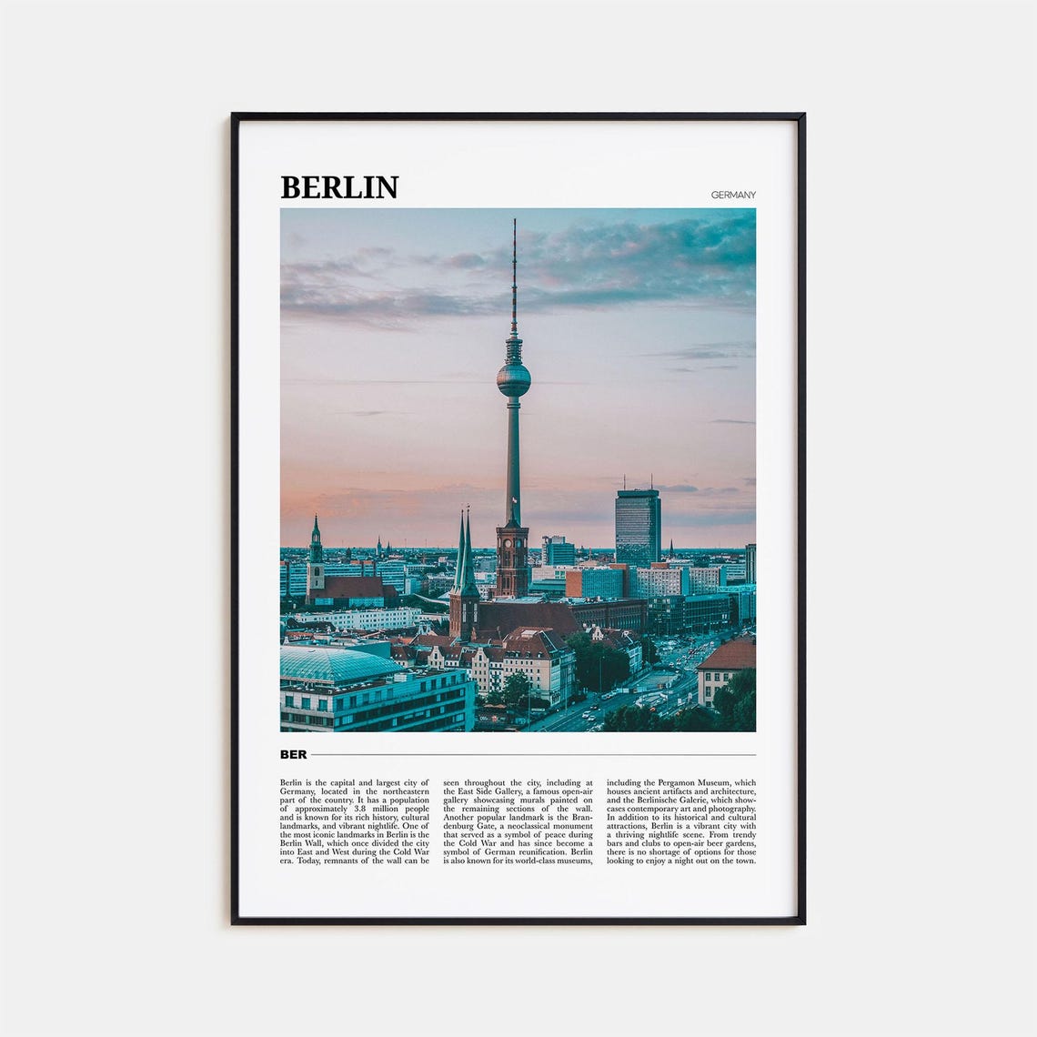 Berlin Germany TV Tower Skyline Sunset Travel Photography Poster