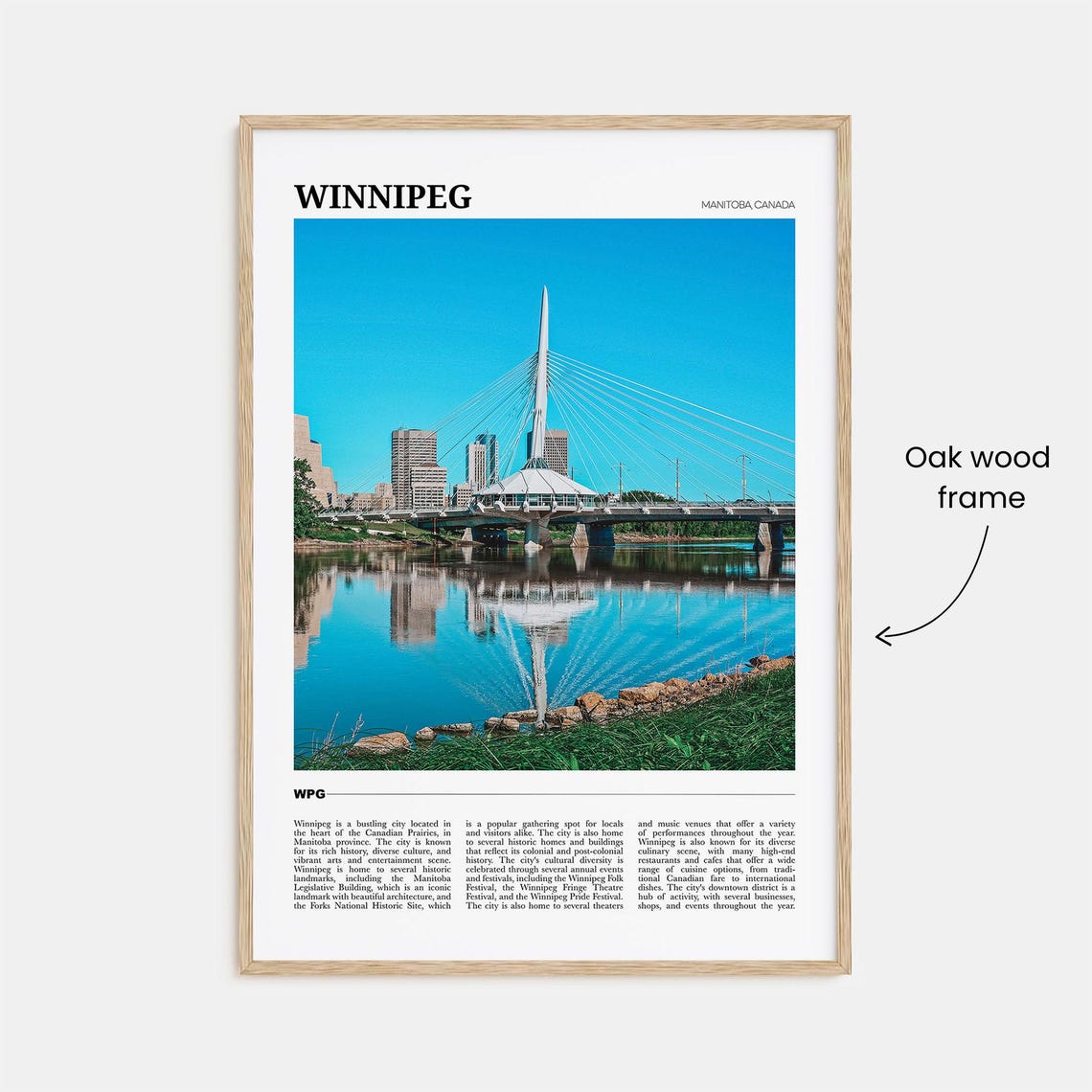 Winnipeg Manitoba Canada Skyline Bridge Reflection Photo Travel Poster - Image 3