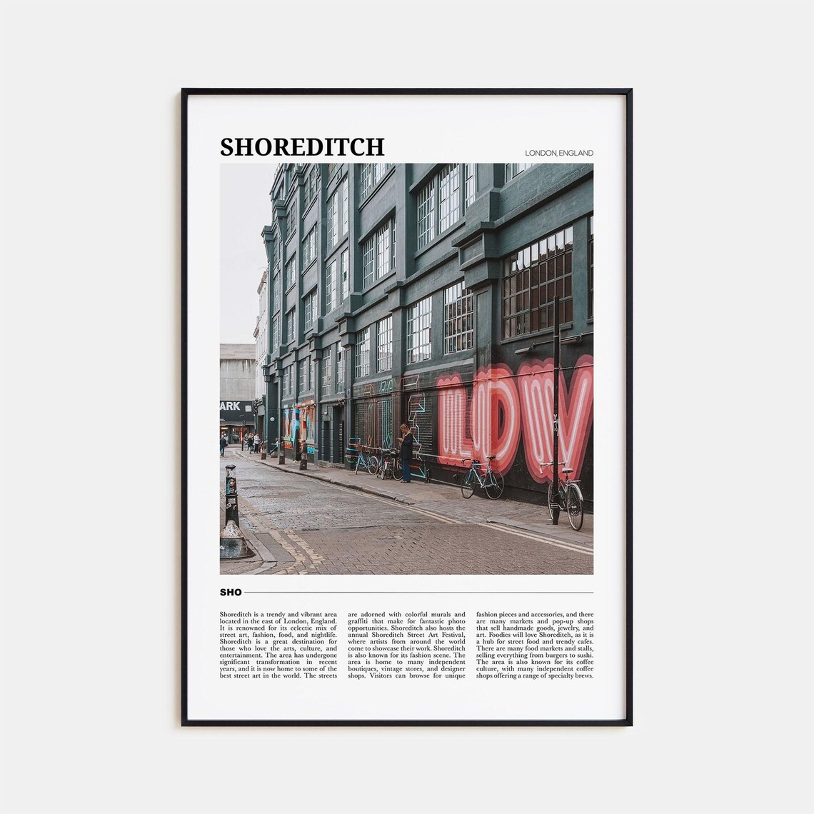 Shoreditch Travel Poster, London UK Art Print