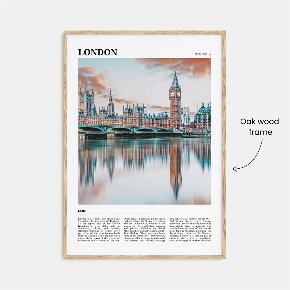 London England Big Ben Parliament River Thames Travel Guide Poster - Image 3