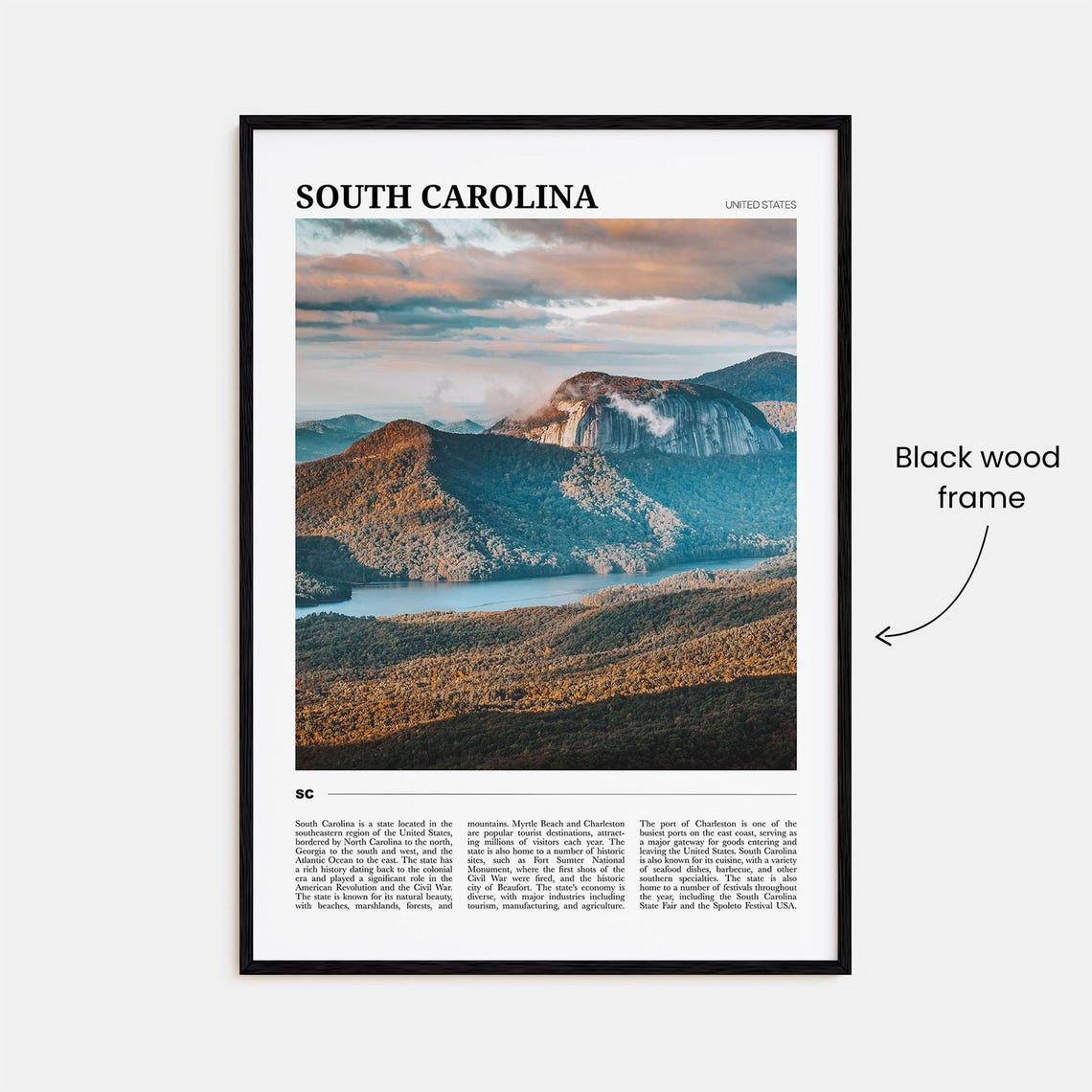 South Carolina USA Blue Ridge Mountain Sunset Landscape Travel Poster - Image 2