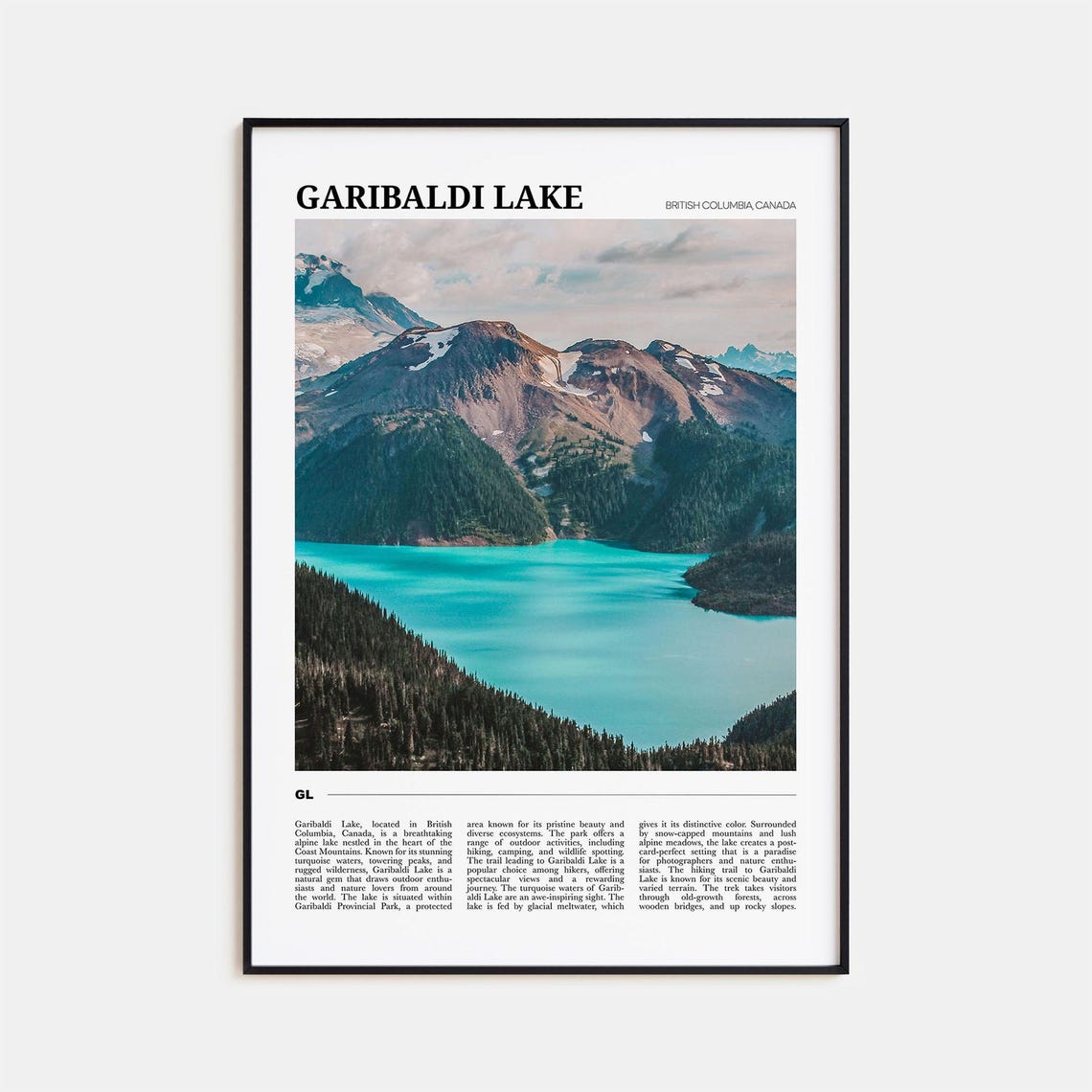 Garibaldi Lake British Columbia Turquoise Alpine Canada Travel Poster