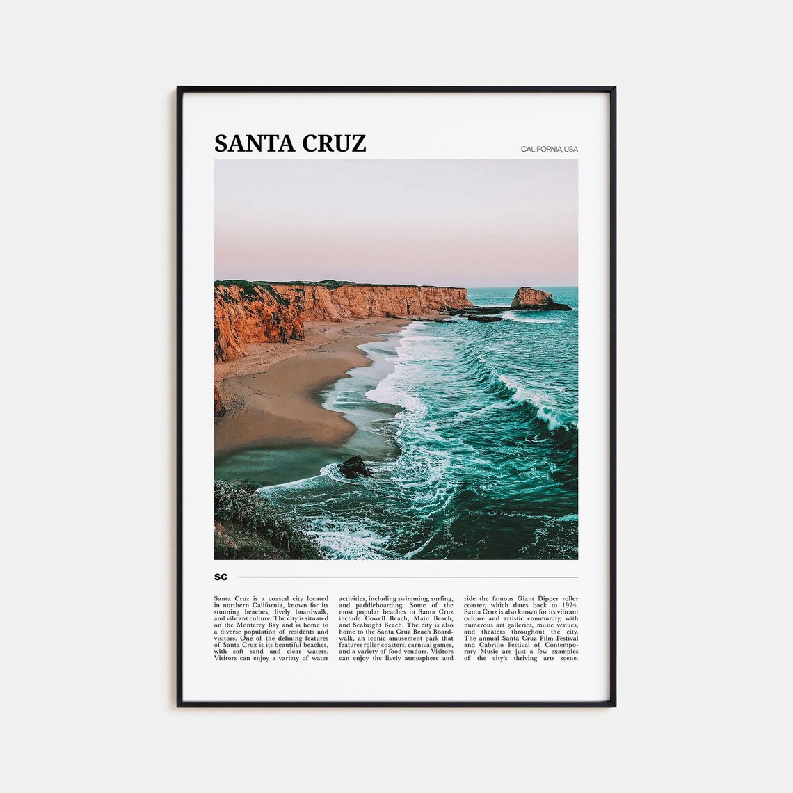 Santa Cruz Travel Poster No 1, California Decor