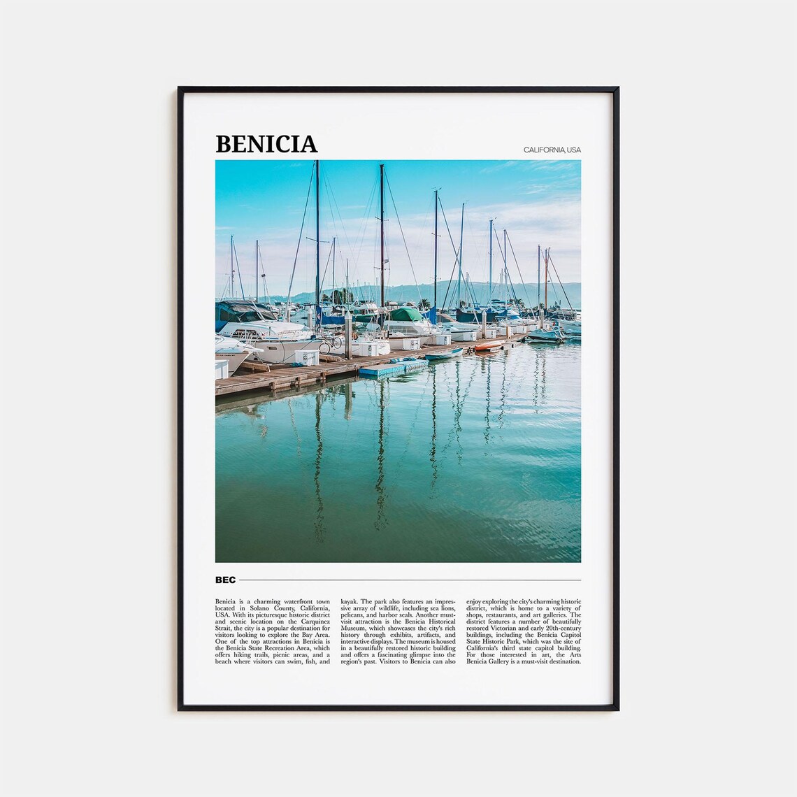 Benicia Travel Poster, California Wall Art Print