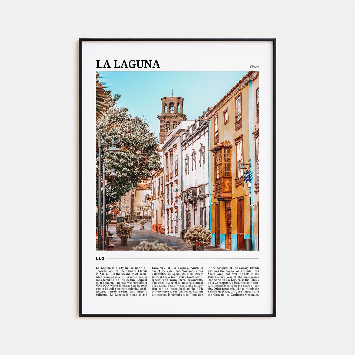 La Laguna Tenerife Spain Colonial Old Town Street Travel Poster