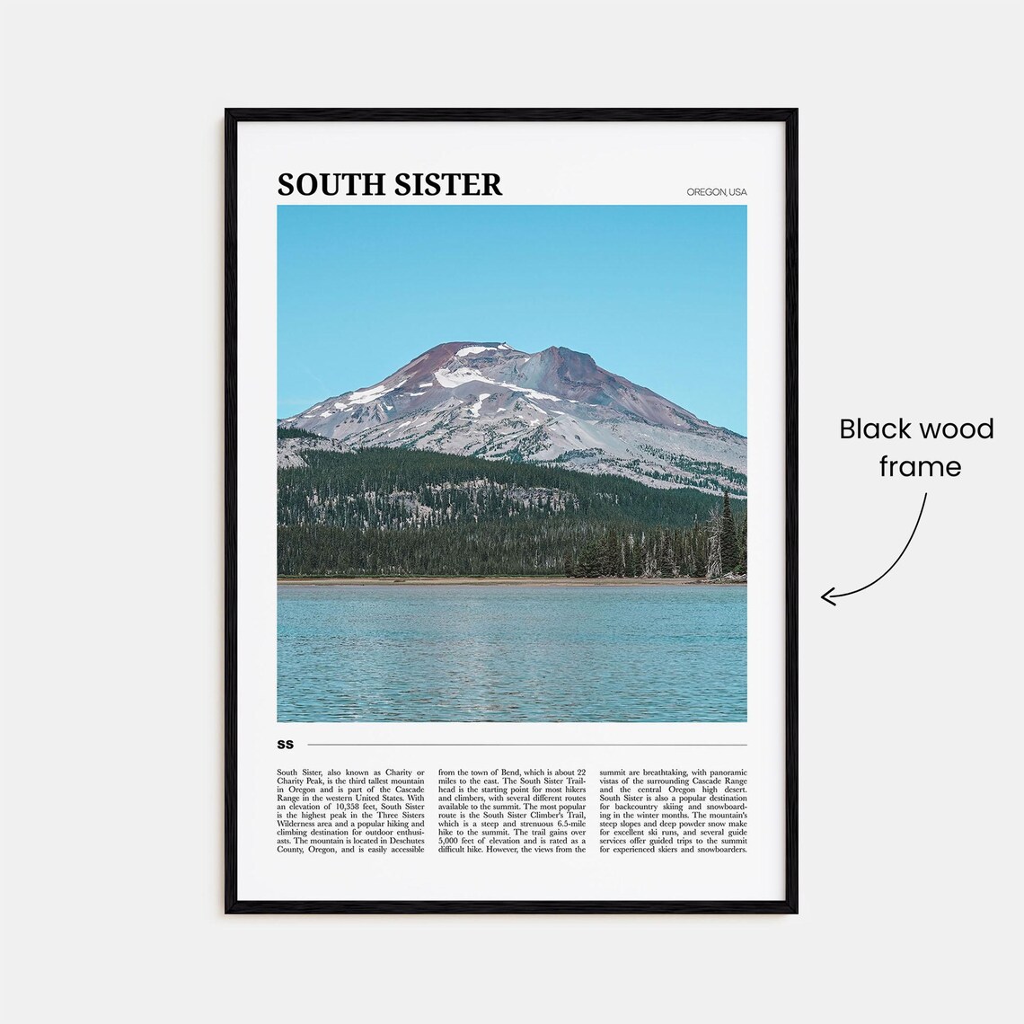 South Sister Oregon Cascade Volcano Peak Lake Photo Travel Poster - Image 2
