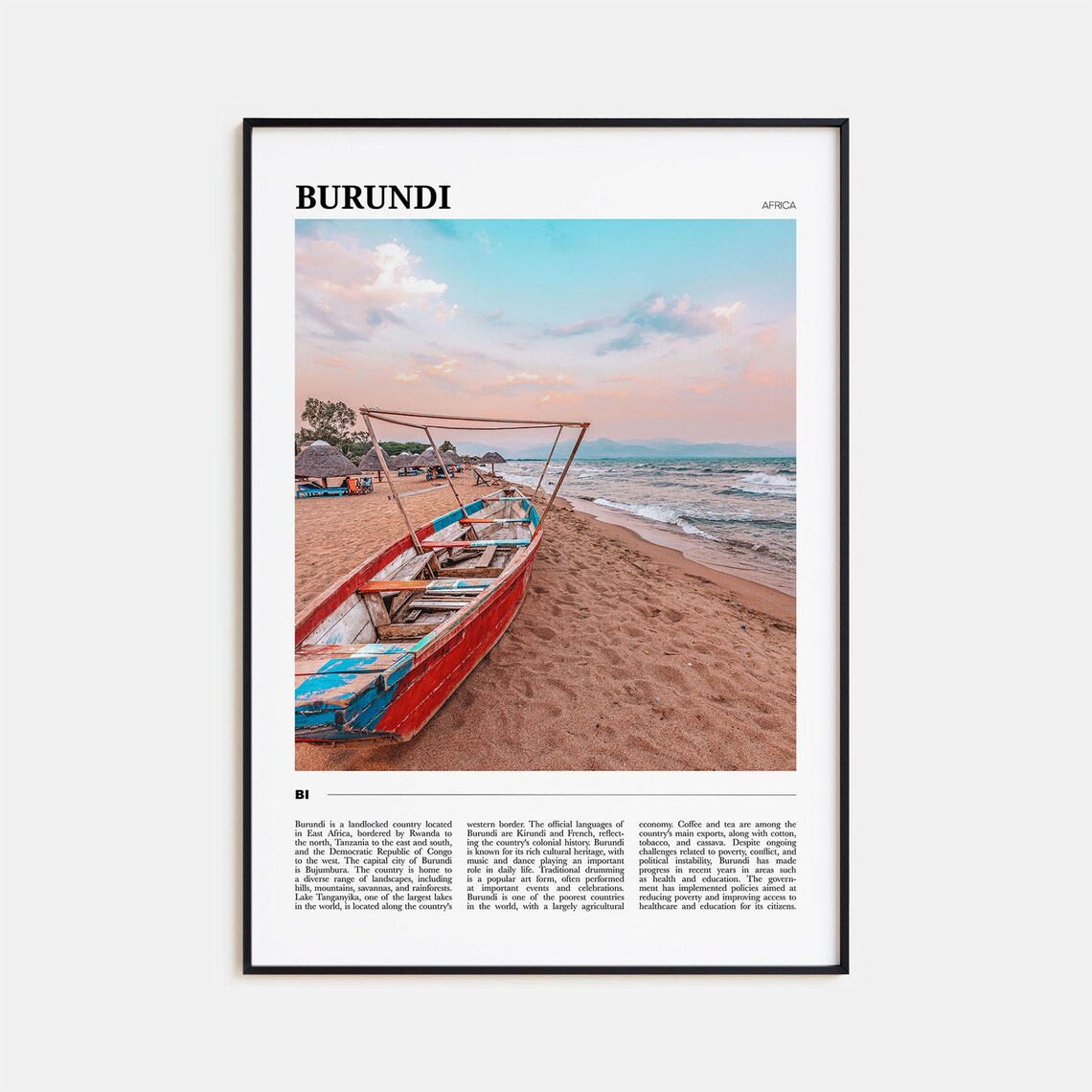 Burundi Travel Poster, African Wall Art Print