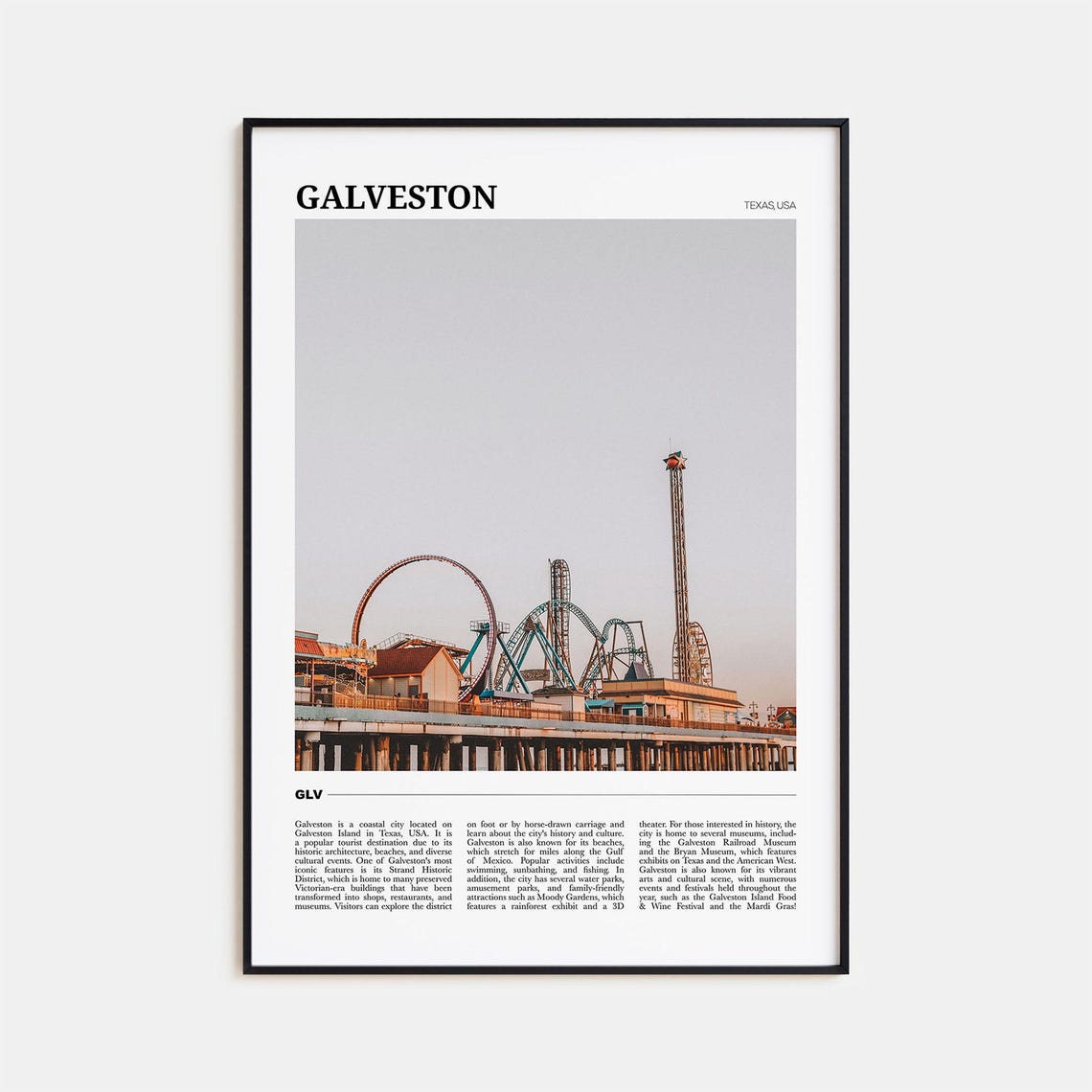 Galveston Travel Poster Galveston Wall Art Galveston Poster Print Galveston Photo Galveston Decor Texas Usa