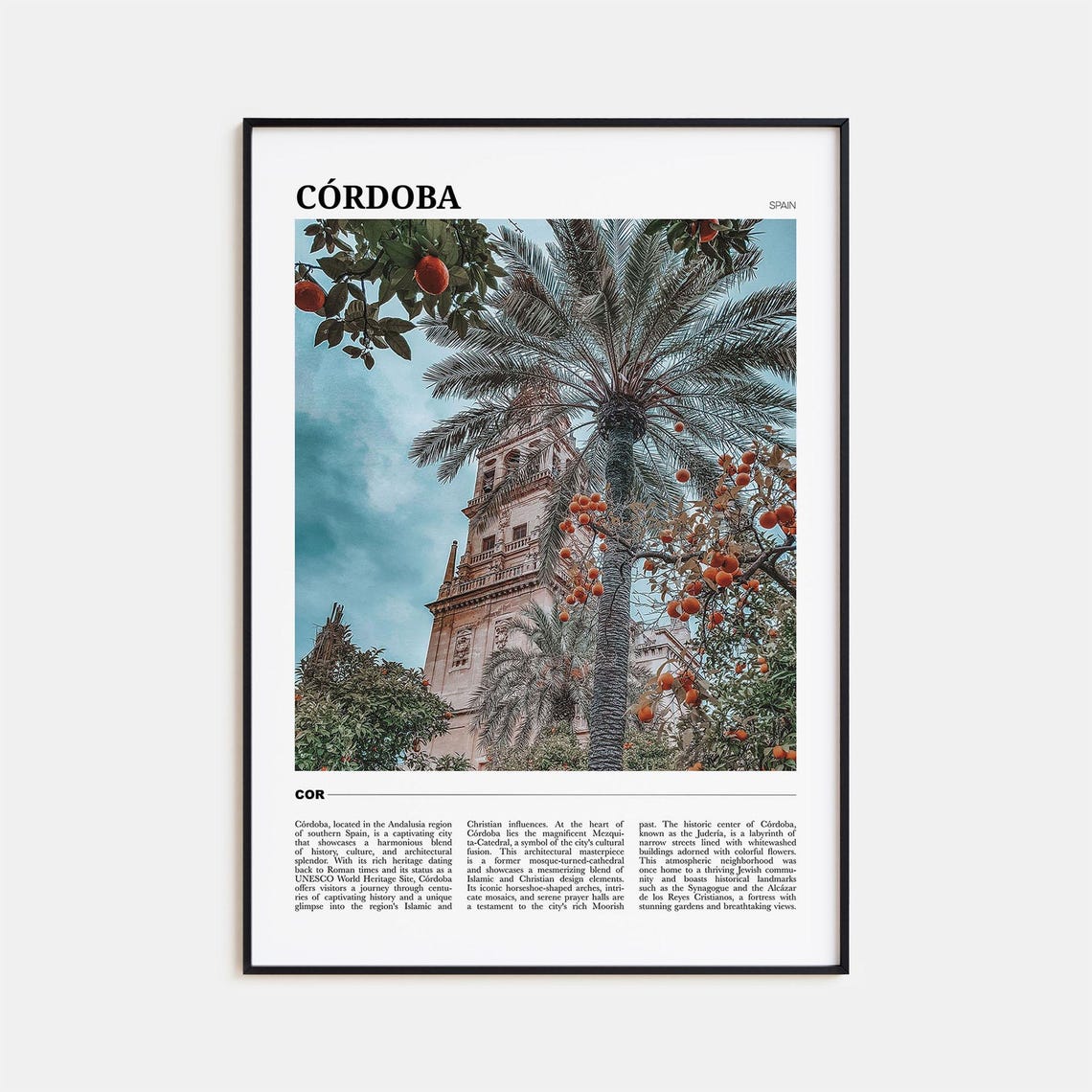 Cordoba Travel Poster Spain Cordoba Wall Art Cordoba Poster Print Cordoba Photo Cordoba Decor Spain