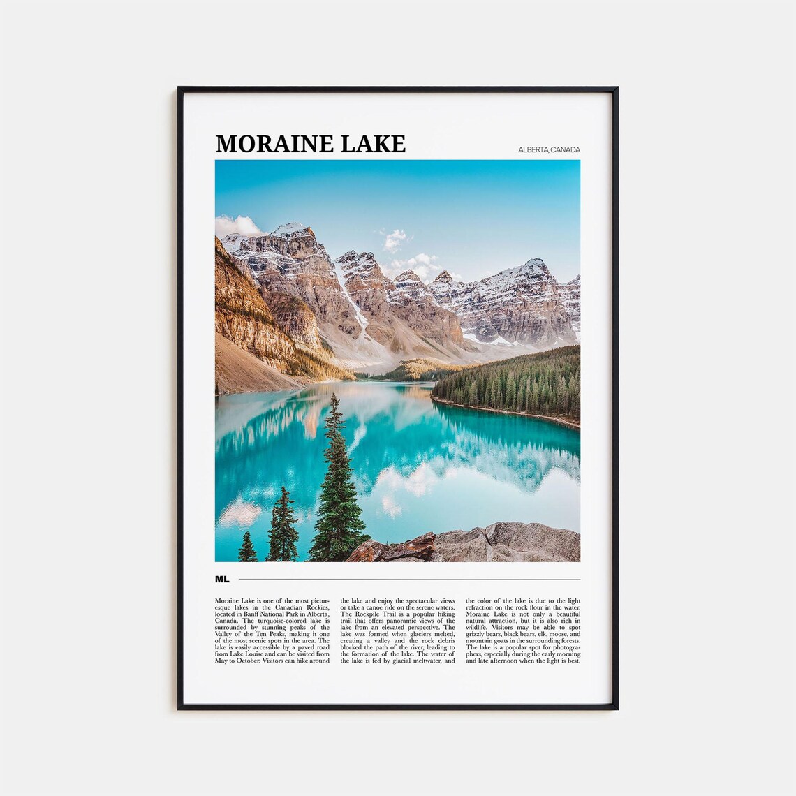 Moraine Lake Travel Poster, Alberta Canada