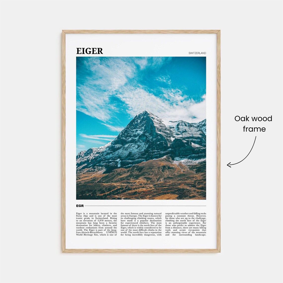 Eiger Travel Poster, Switzerland Mountain Print - Image 3