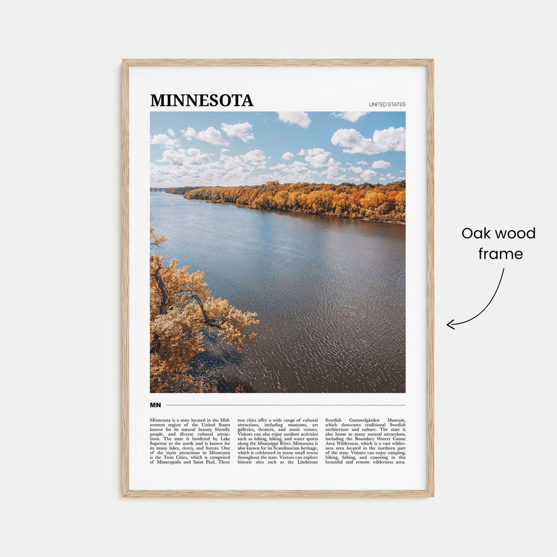 Minnesota United States Autumn River and Forest Travel Poster - Image 3