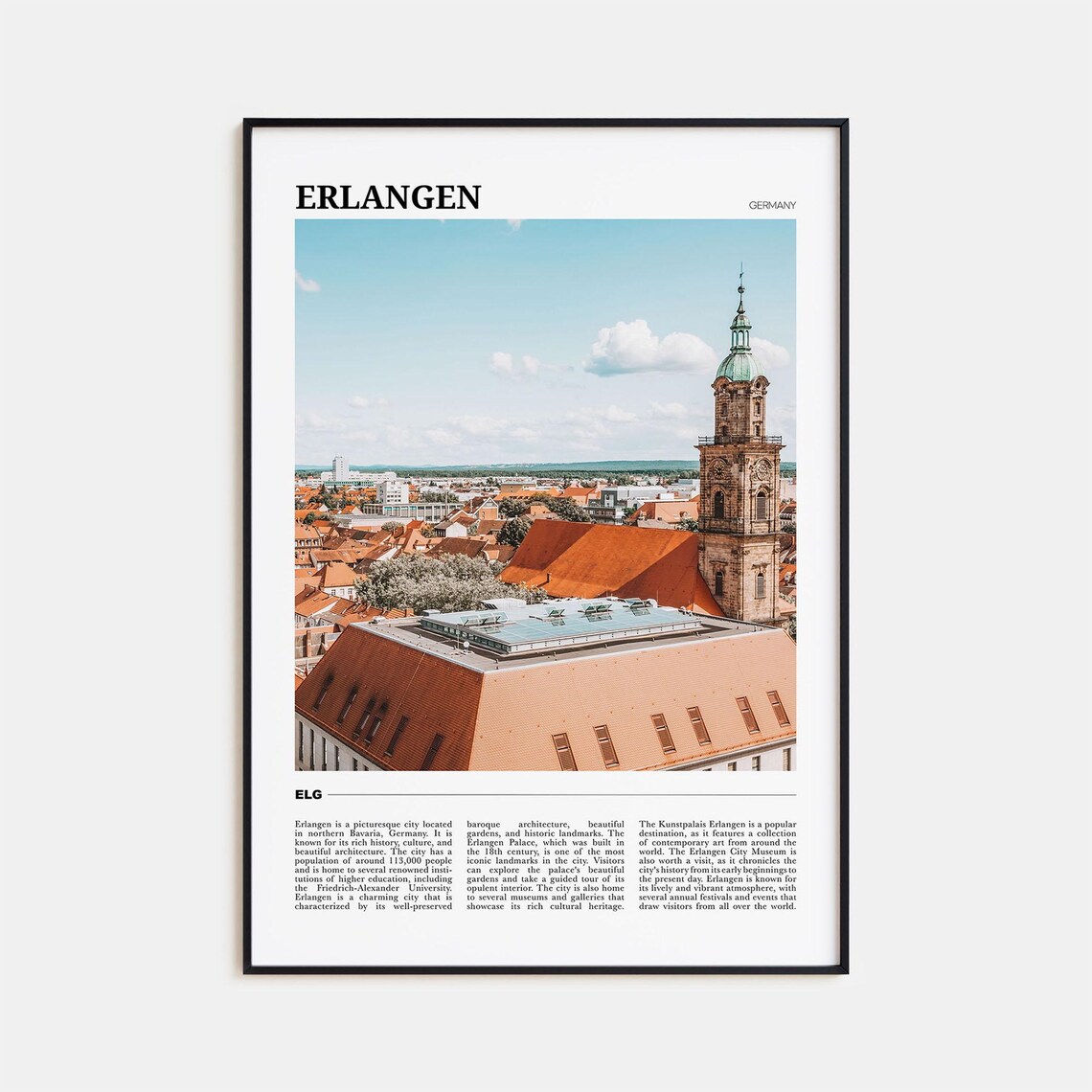 Erlangen Travel Poster, Germany Place Print