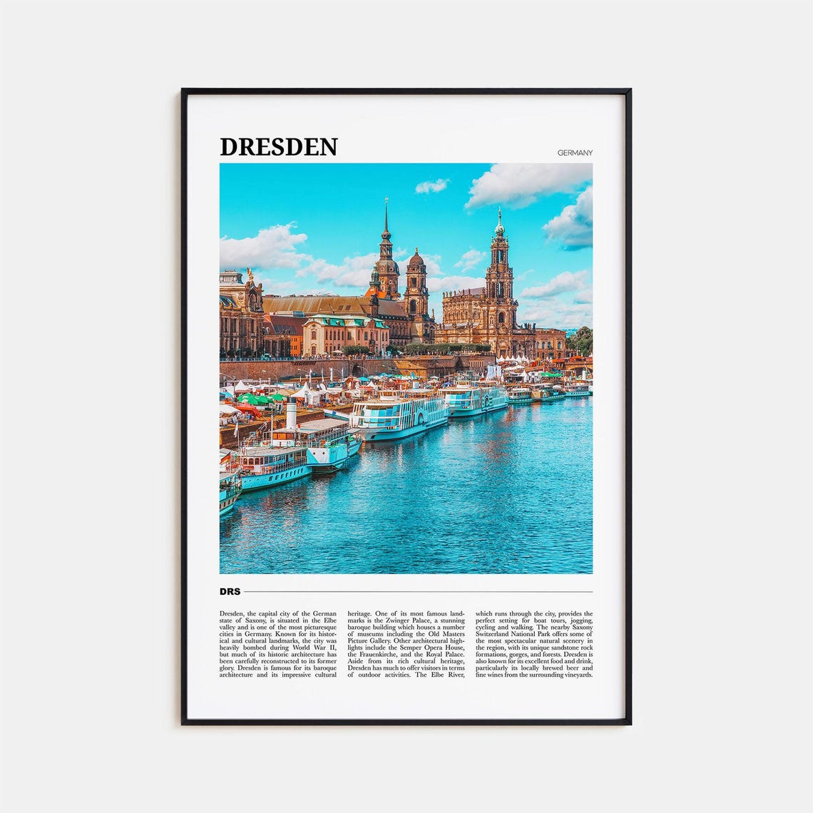 Dresden Germany Elbe River Old Town Baroque Cityscape Poster