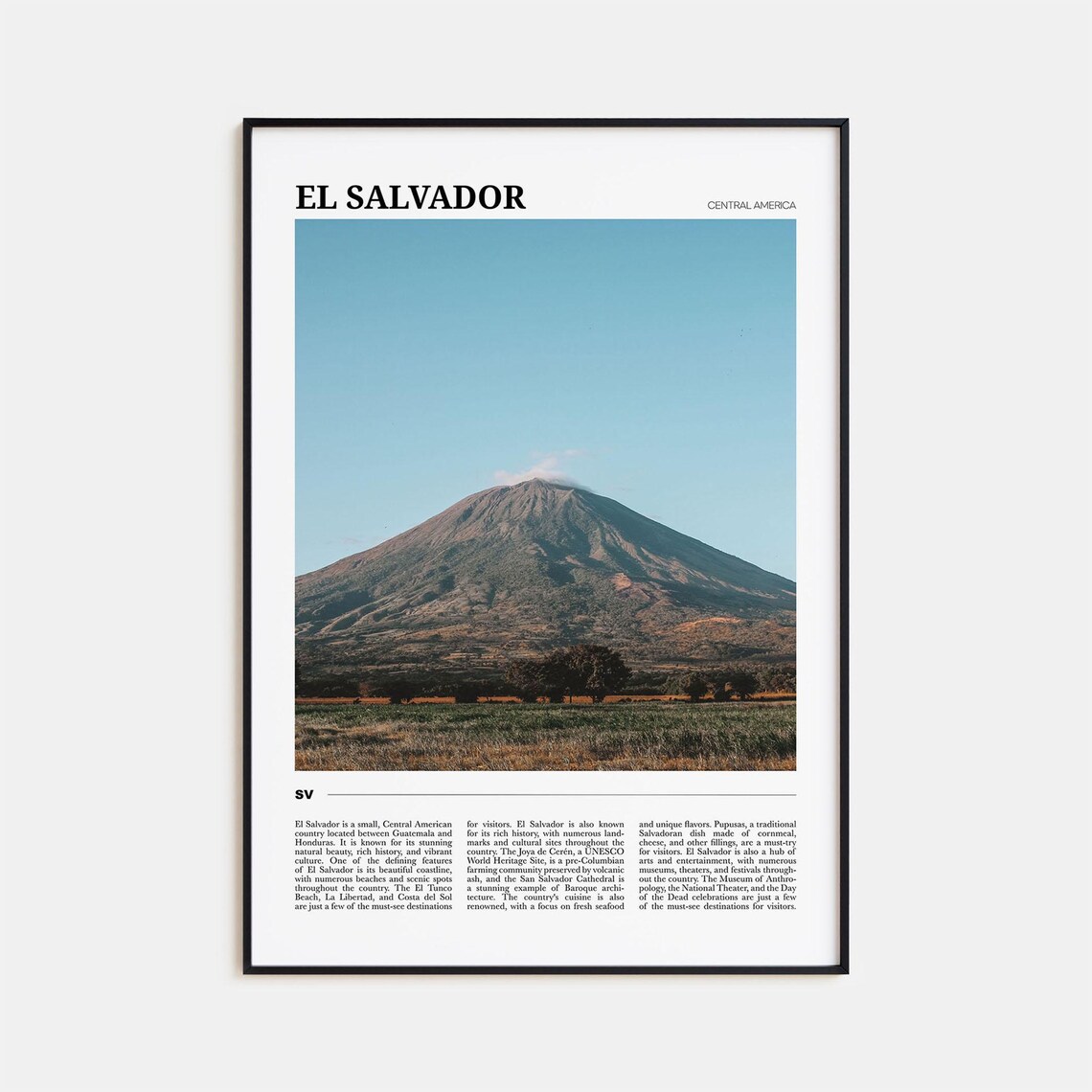 El Salvador Volcano Photo Editorial Central America Travel Poster