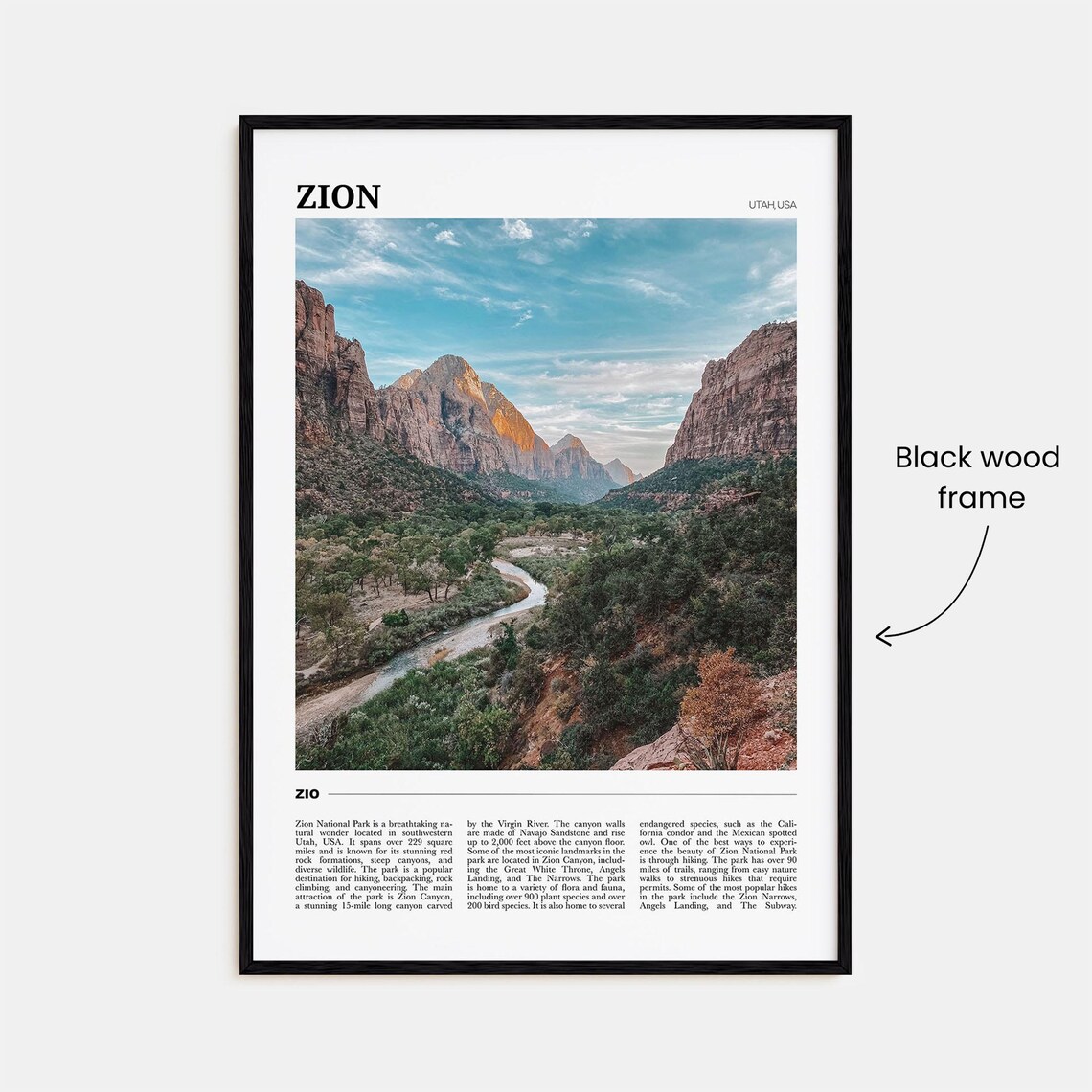 Zion National Park Photo Decor Poster Print - Image 2
