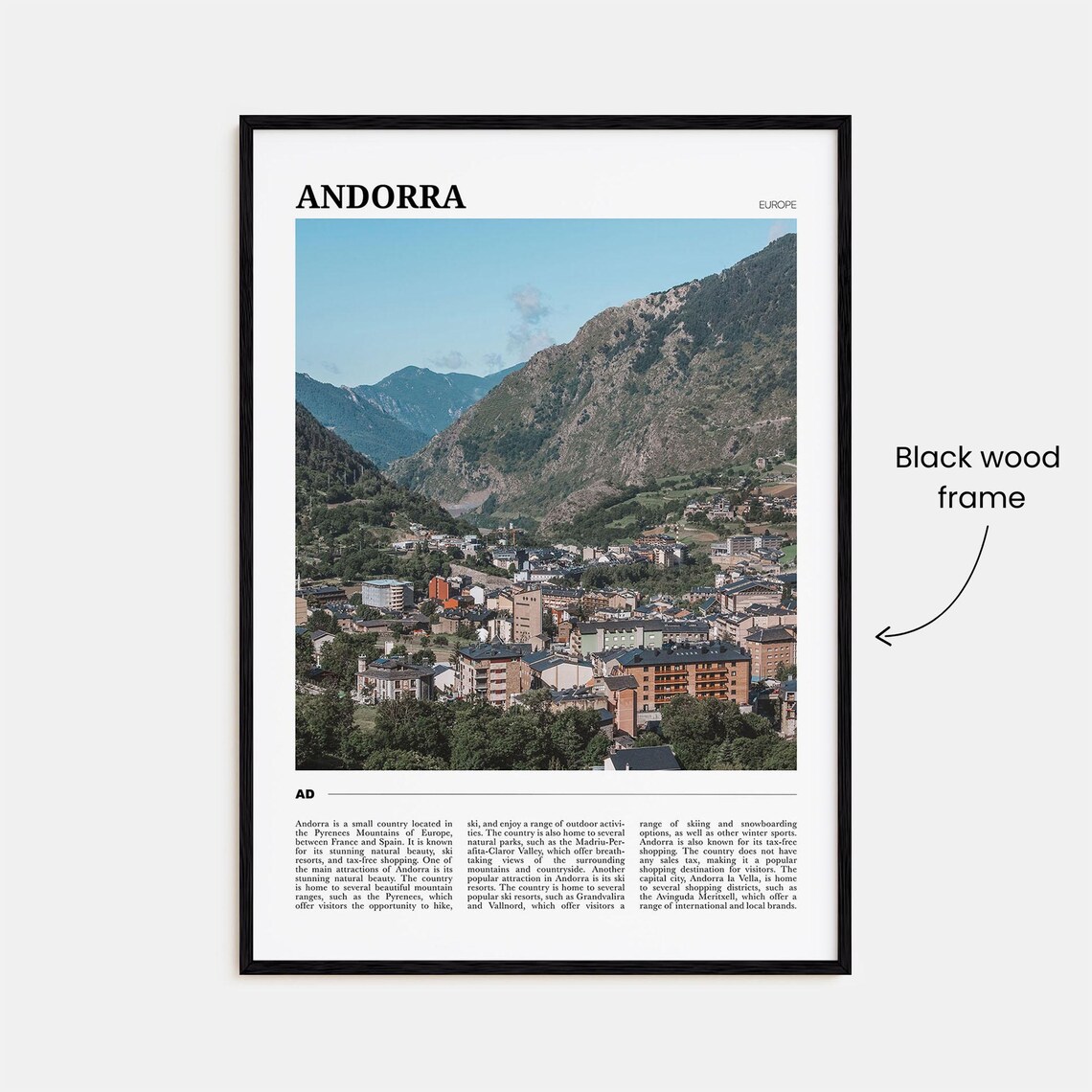 Andorra Europe Pyrenees Mountain Valley Town Scenic Travel Poster - Image 2