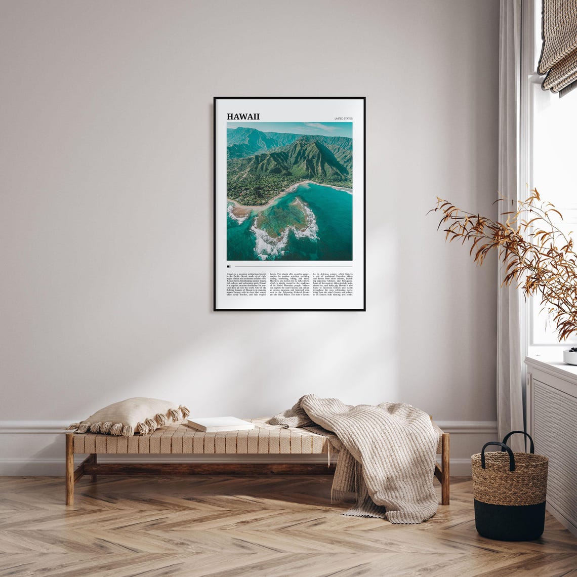 Hawaii Aerial Tropical Coastline Turquoise Waves Cliffs Travel Poster - Image 4