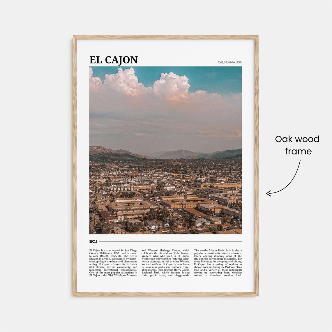 El Cajon Travel Poster, California USA Art Print - Image 3