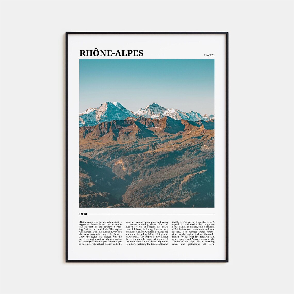 Rhone Alpes France Alpine Peaks Snow Capped Mountains Travel Poster