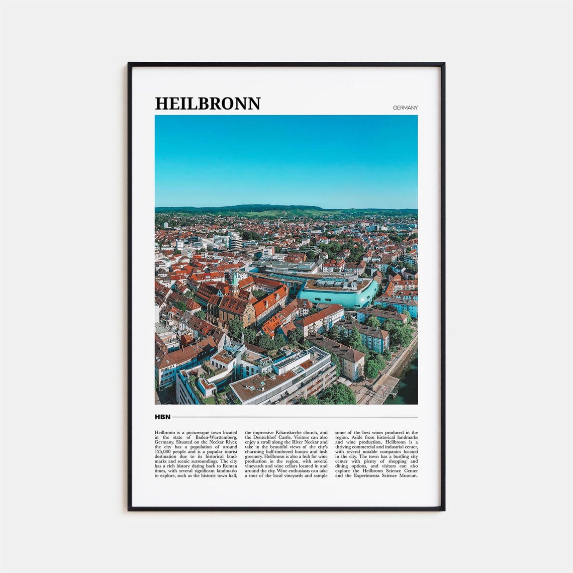 Heilbronn Germany Old Town Aerial Travel Photography Wall Poster