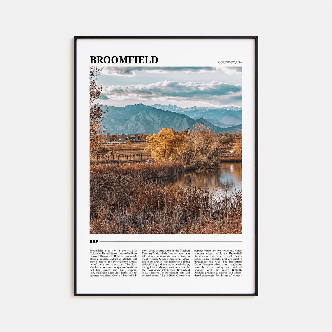 Broomfield Colorado Golden Marsh Mountain Reflection View Poster