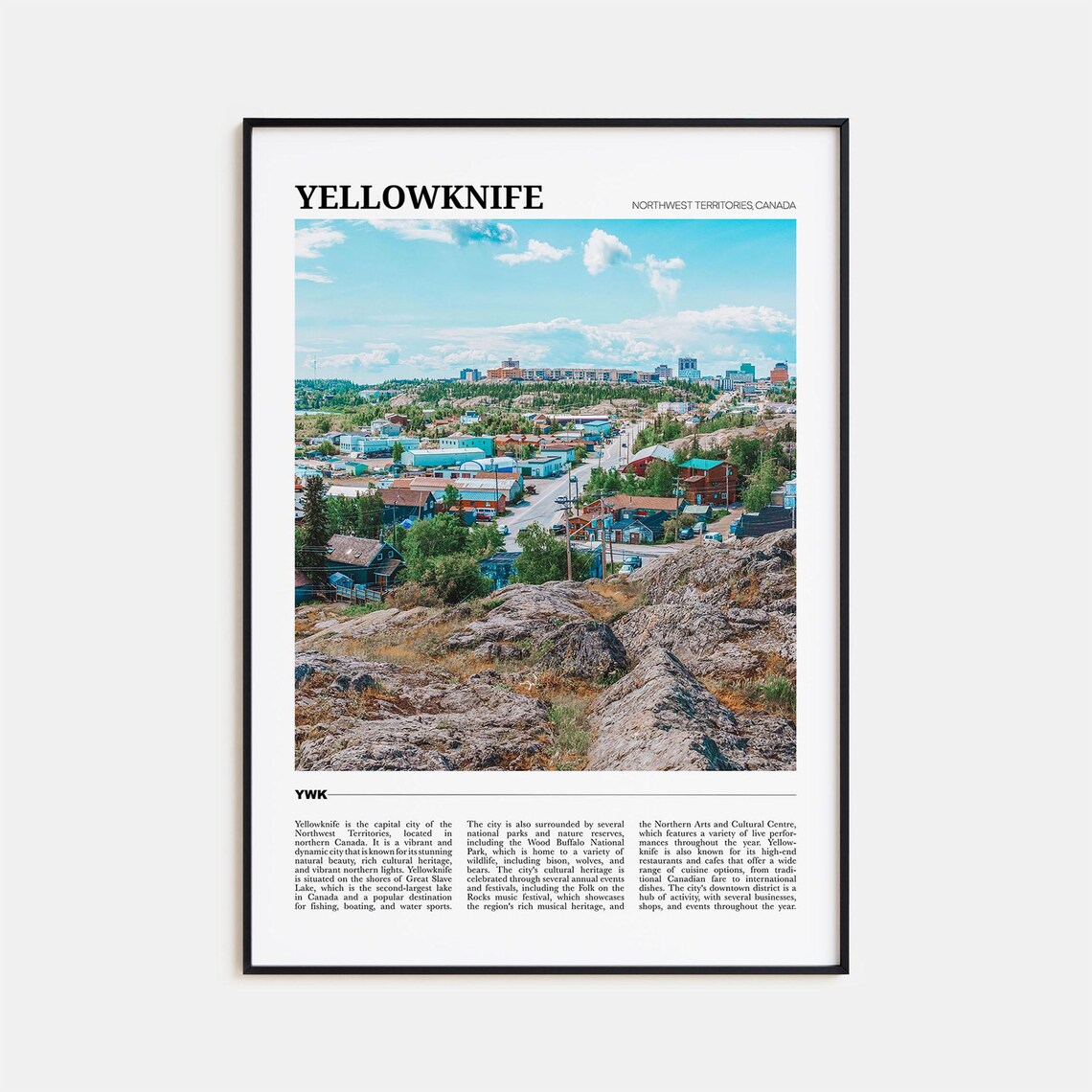 Yellowknife Canada Northern Town Rocky Landscape Photo Travel Poster