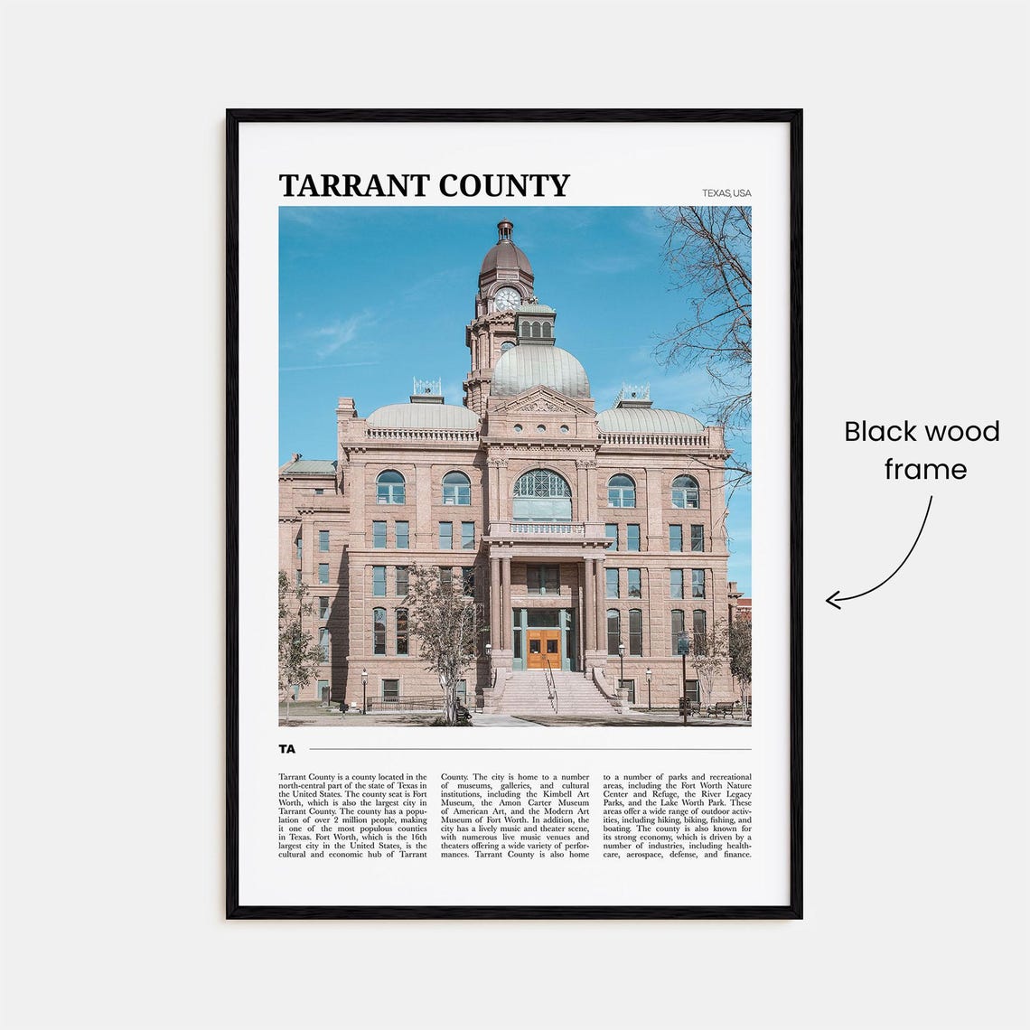 Tarrant County Texas Historic Fort Worth Courthouse Travel Poster - Image 2