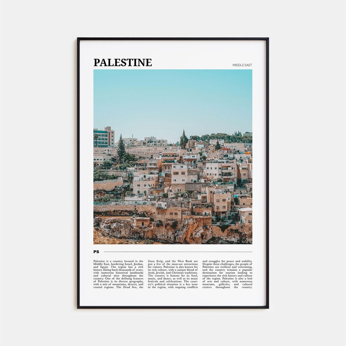 Palestine Travel Poster, Middle East Wall Art