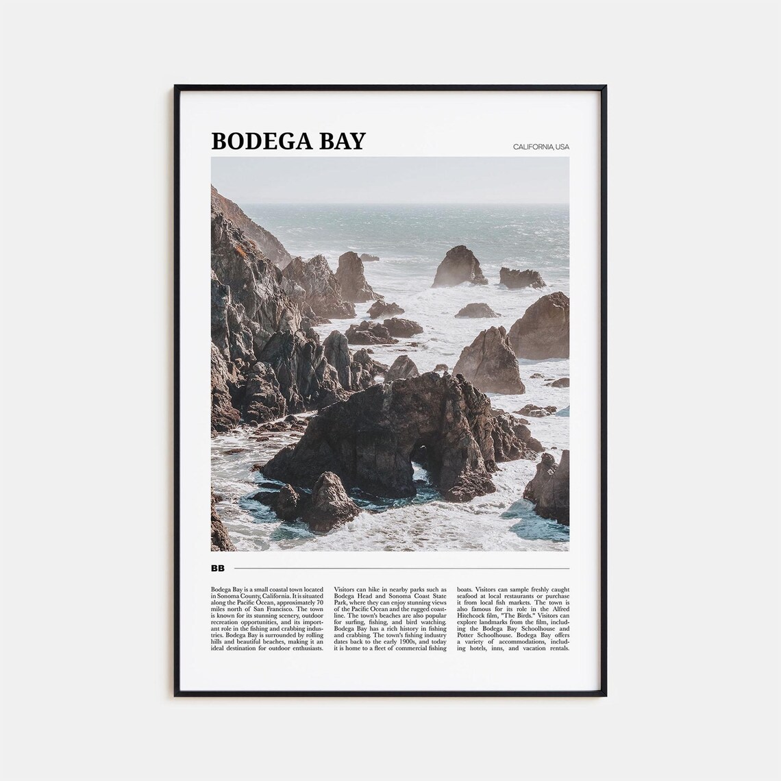 Bodega Bay Travel Poster, California USA