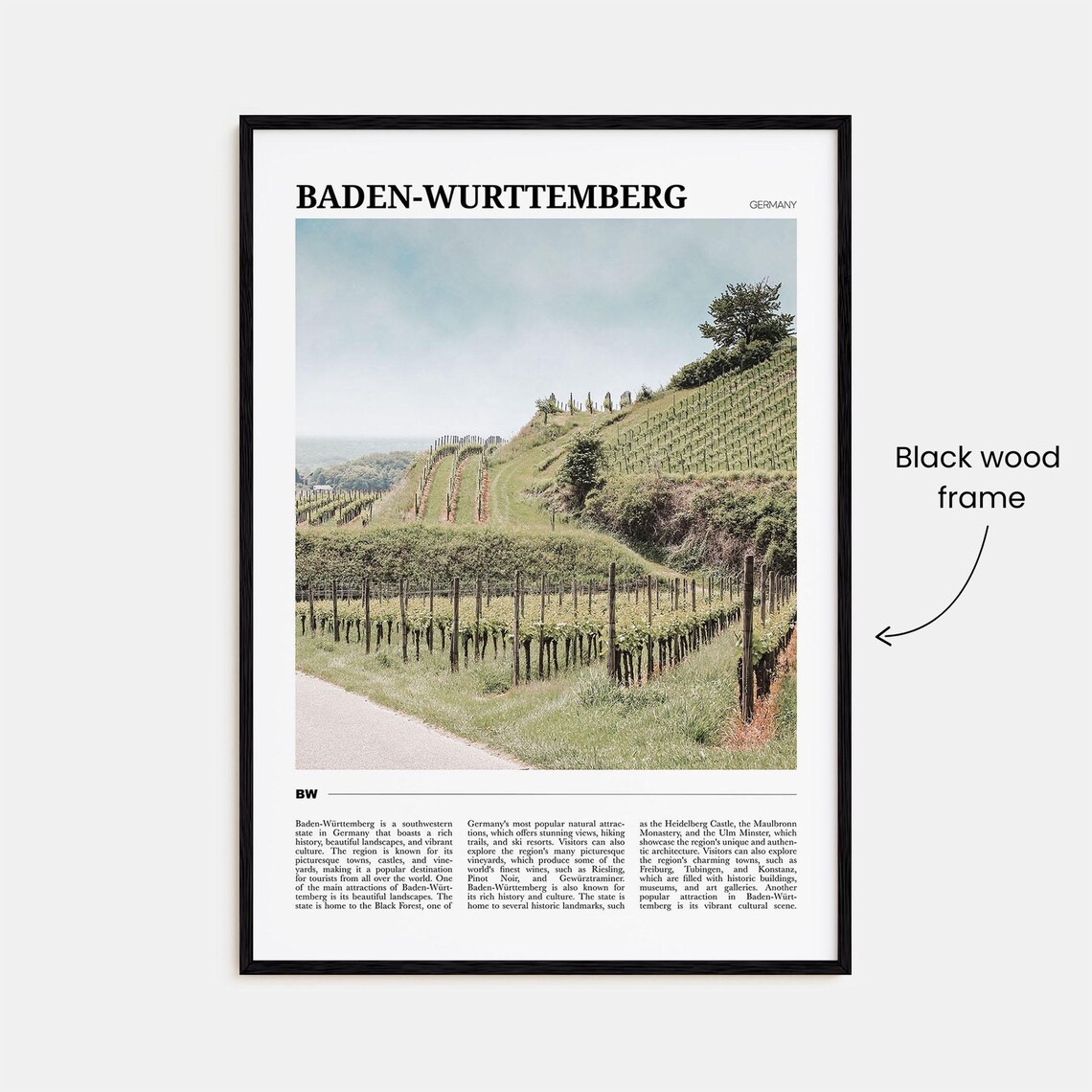 Baden Wurttemberg Germany Vineyard Hills Wine Country Travel Poster - Image 2