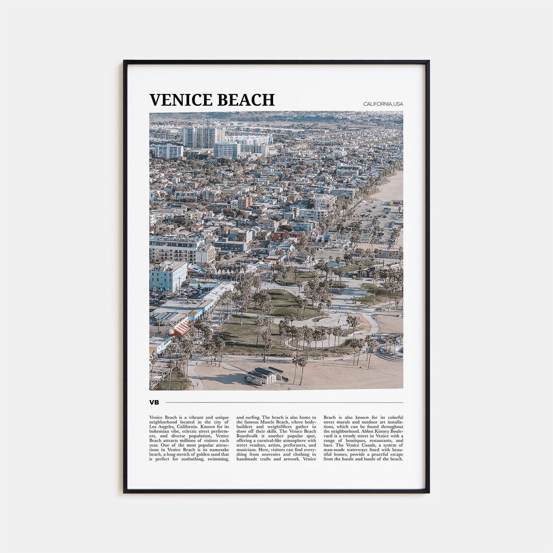 Venice Beach Travel Poster, California USA