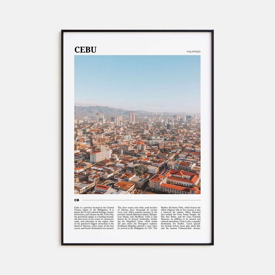Cebu Travel Poster, Philippines Wall Art Print