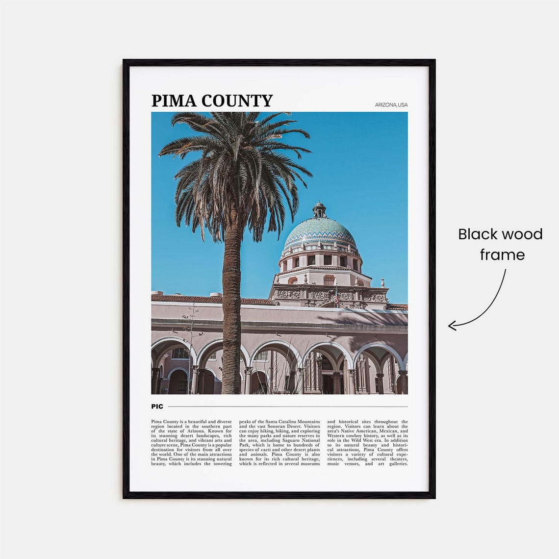 Pima County Arizona Historic Domed Courthouse with Palm Poster - Image 2
