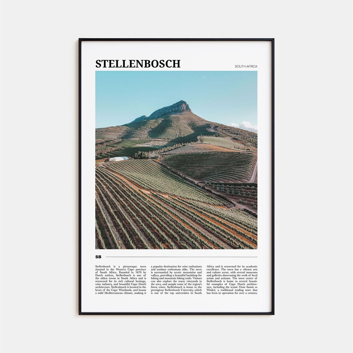 Stellenbosch Travel Poster, South Africa Art Print