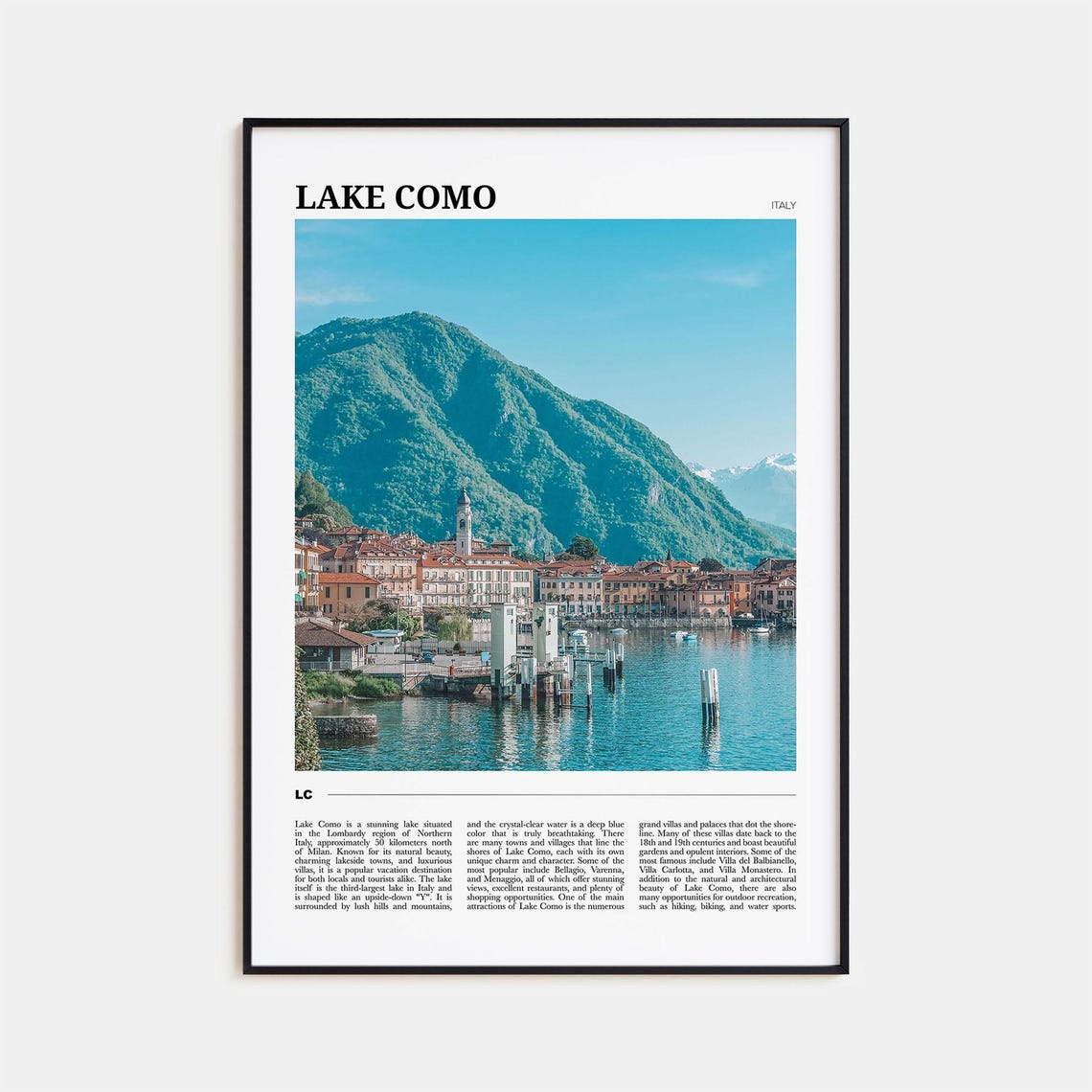 Lake Como Italy Scenic Lakeside Town Mountain View Travel Poster