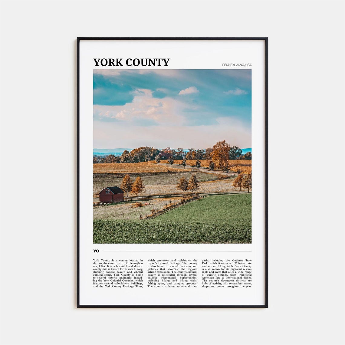 York County Pennsylvania Autumn Farmland and Red Barn Poster