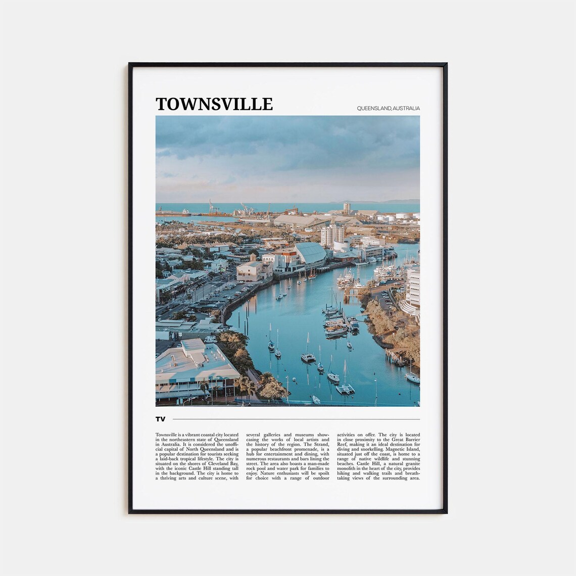Townsville Queensland Australia Waterfront Marina Aerial Travel Poster