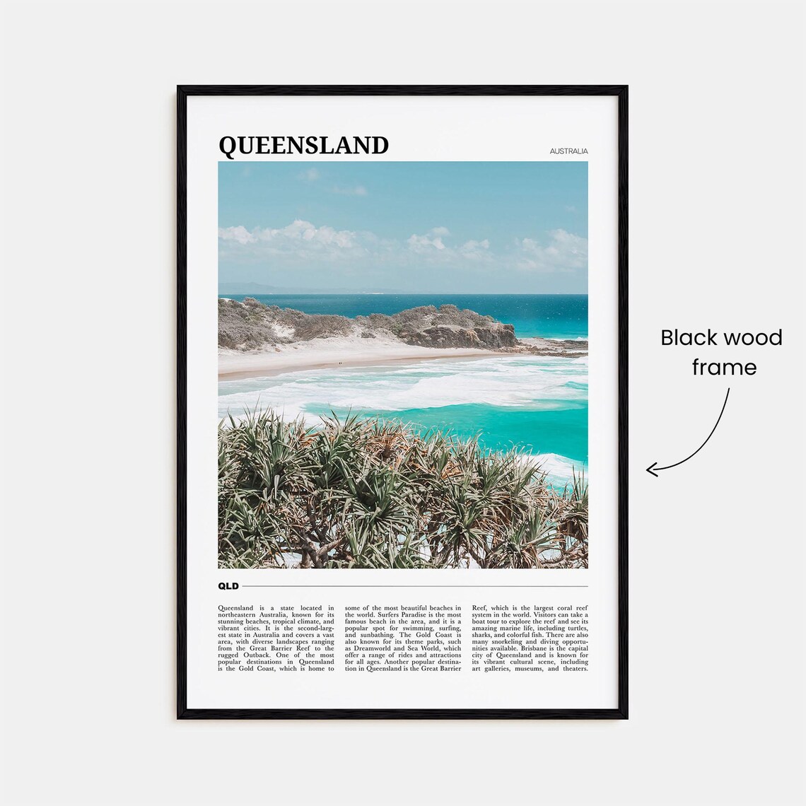Queensland Australia Rocky Beach Coastline Travel Photo Poster - Image 2